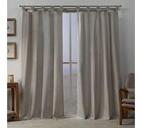 Exclusive Home Curtains Loha Braided Tab Top Panel Pair, Beige, 54x84, 2 Piece