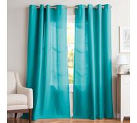 Exclusive Home Curtains Loha Linen Window Curtain Panel, Polyester, Blue Teal, 108" Length