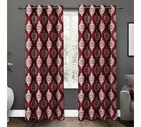 Exclusive Home Curtains Medallion Woven Blackout Grommet Top Panel Pair, Burgundy, 52x84, 2 Piece