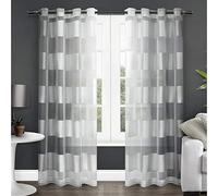 Exclusive Home Curtains Navaro Sheer Grommet Top Panel Pair, Winter White, 54x108, 2 Piece