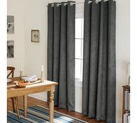 Exclusive Home Curtains Oxford Woven Blackout Grommet Top Panel Pair, Charcoal, 52x96, 2 Piece