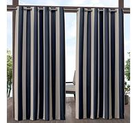 Exclusive Home Curtains Panel Pair, Polyester, Navy/Sand, 54x84