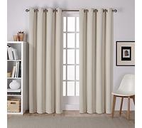 Exclusive Home Curtains Sateen Woven Blackout Grommet Top Panel Pair, Linen, 52x108, 2 Piece