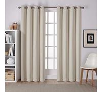 Exclusive Home Curtains Sateen Woven Blackout Grommet Top Panel Pair, Linen, 52x84, 2 Piece