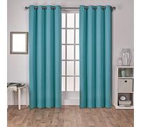 Exclusive Home Curtains Sateen Woven Blackout Grommet Top Panel Pair, Teal, 52x84, 2 Piece