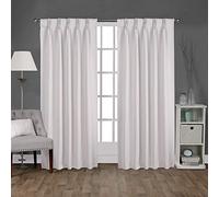 Exclusive Home Curtains Sateen Woven Blackout Pinch Pleat Top Panel Pair, Vanilla, 30x108, 2 Piece