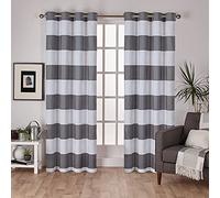 Exclusive Home Curtains Surfside Grommet Top Panel Pair, Black Pearl, 54x84, 2 Piece