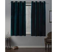 Exclusive Home Curtains Velvet Grommet Top Panel Pair, Teal, 54x63, 2 Piece