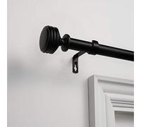 Exclusive Home Duke 1" Curtain Rod and Coordinating Finial Set, Matte Black, Adjustable 36"-72"