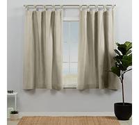 Exclusive Home Loha Linen Braided Tab Top Curtain Panel Pair, 54"x63", Natural