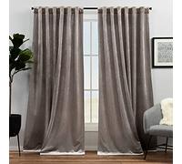 Exclusive Home Velvet Heavyweight Light Filtering Hidden Tab Top Curtain Panel Pair, 52"x96", Taupe