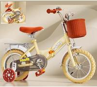 Exclusive Kids foldable bike for 3 to 11 years with removable Rear Carrier, Training/Stabiliser wheels & Basket - 12, 14, 16 & 18 inch Girls, Boys folding Unisex kids bike - Yellow (18 Inch)