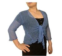 Exclusive Ladies Plain Knitted Cropped TIE UP Bolero Shrug TOP - Massive FIT (Russian Blue)
