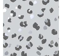 Exclusive Leopard Print Wallpaper Animal Spots Grey Metallic Black White