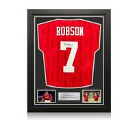 Exclusive Memorabilia Bryan Robson Signed Manchester United 1992-94 Football Shirt. Standard Frame