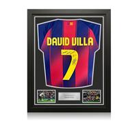 Exclusive Memorabilia David Villa Signed Barcelona 2025-26 Football Shirt: 2011 UCL Winner Inscription. Standard Frame