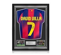 Exclusive Memorabilia David Villa Signed Barcelona 2025-26 Football Shirt: 2011 UCL Winner Inscription. Superior Frame