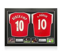 Exclusive Memorabilia Dennis Bergkamp & Robin Van Persie Signed Arsenal Football Shirts. Dual Frame