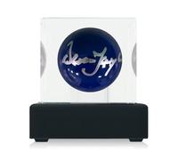Exclusive Memorabilia Dennis Taylor Signed Blue Snooker Ball. In Display Case