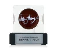 Exclusive Memorabilia Dennis Taylor Signed Brown Snooker Ball. Display Case With Plaque