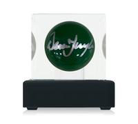 Exclusive Memorabilia Dennis Taylor Signed Green Snooker Ball. In Display Case