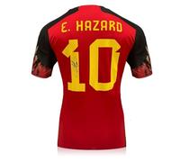 Exclusive Memorabilia Eden Hazard Signed Belgium 2022 Home Football Shirt (Original Print)