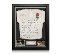 Exclusive Memorabilia England 2003 Rugby World Cup Winners Squad Signed Shirt. Standard Frame