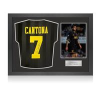 Exclusive Memorabilia Eric Cantona Signed Manchester United 1994-96 Away Football Shirt. Icon Frame