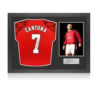Exclusive Memorabilia Eric Cantona Signed Manchester United 1996-98 Home Football Shirt. Icon Frame