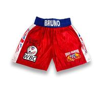 Exclusive Memorabilia Frank Bruno Signed Red Boxing Shorts