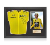 Exclusive Memorabilia Geraint Thomas Signed 2022 Yellow Jersey. Icon Frame