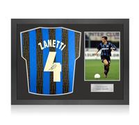 Exclusive Memorabilia Javier Zanetti Signed Inter Milan 1998 Football Shirt. Icon Frame