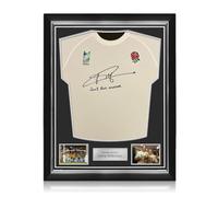Exclusive Memorabilia Jonny Wilkinson Signed Commemorative Champions '03 England Rugby Shirt: RWC 2003 Winner Inscription. Superior Frame