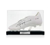 Exclusive Memorabilia Jonny Wilkinson Signed White Rugby Boot: JW10. Display Case With Plaque