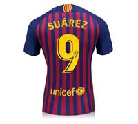 Exclusive Memorabilia Luis Suarez Signed Original Barcelona 2018-19 Home Football Shirt (Fan Style Printing)