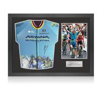 Exclusive Memorabilia Mark Cavendish Signed 2024 Astana World Champion Edition Jersey. Icon Frame