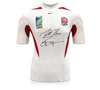 Exclusive Memorabilia Martin Johnson & Jonny Wilkinson Signed Original 2003 Player Issue England Rugby Shirt