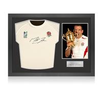 Exclusive Memorabilia Martin Johnson Signed Commemorative Champions '03 England Rugby Shirt. Icon Frame