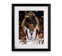 Exclusive Memorabilia Martin Johnson Signed England Rugby Photo: World Cup Winner. Framed