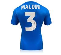 Exclusive Memorabilia Paolo Maldini Signed Italy 2022 Home Football Shirt Blue