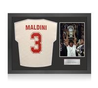 Exclusive Memorabilia Paolo Maldini Signed Milan 1994 European Cup Final Football Shirt. Icon Frame