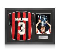 Exclusive Memorabilia Paolo Maldini Signed Milan 1994 Home Football Shirt. Icon Frame