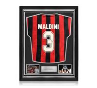 Exclusive Memorabilia Paolo Maldini Signed Milan 1994 Home Football Shirt. Superior Frame