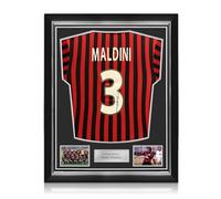 Exclusive Memorabilia Paolo Maldini Signed Milan Centenary 2000 Home Football Shirt. Superior Frame