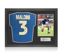 Exclusive Memorabilia Paolo Maldini Signed Original 2000-01 Italy Home Football Shirt. Icon Frame
