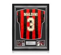 Exclusive Memorabilia Paolo Maldini Signed Original Milan 1993-94 Home Football Shirt. Superior Frame