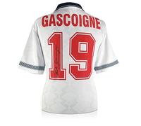 Exclusive Memorabilia Paul Gascoigne Signed England 1990 Football Shirt White