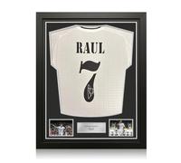 Exclusive Memorabilia Raul Signed Real Madrid 2024-25 Home Football Shirt. Standard Frame
