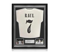 Exclusive Memorabilia Raul Signed Real Madrid 2024-25 Home Football Shirt. Superior Frame