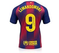 Exclusive Memorabilia Robert Lewandowski Signed Barcelona 2025-26 Home Football Shirt Multicoloured